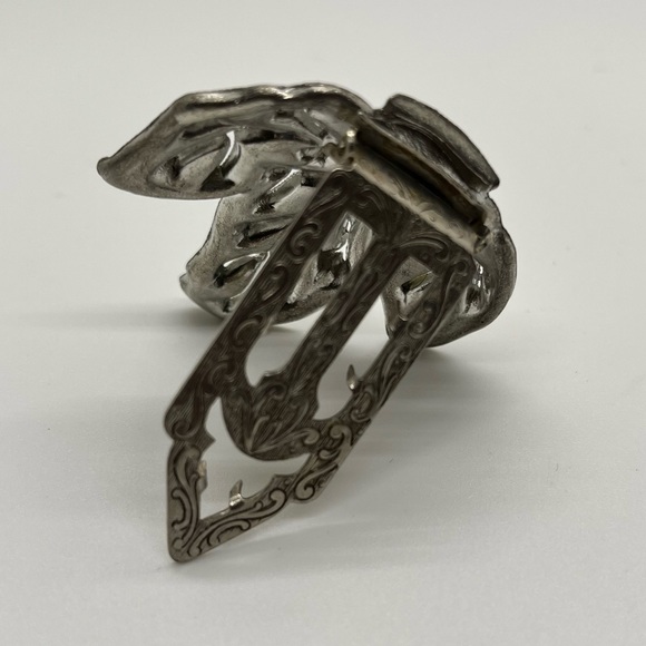 Vintage 20s/30s Art Deco Rhinestone Dress, Scarf Clip Trefoil Ivy Design - Picture 4 of 7